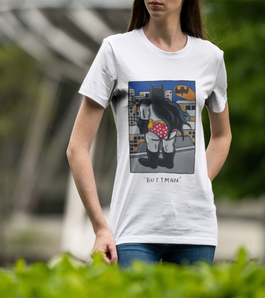 Buttman Batman Superhero Comedy Humor Retro Pop T-Shirt