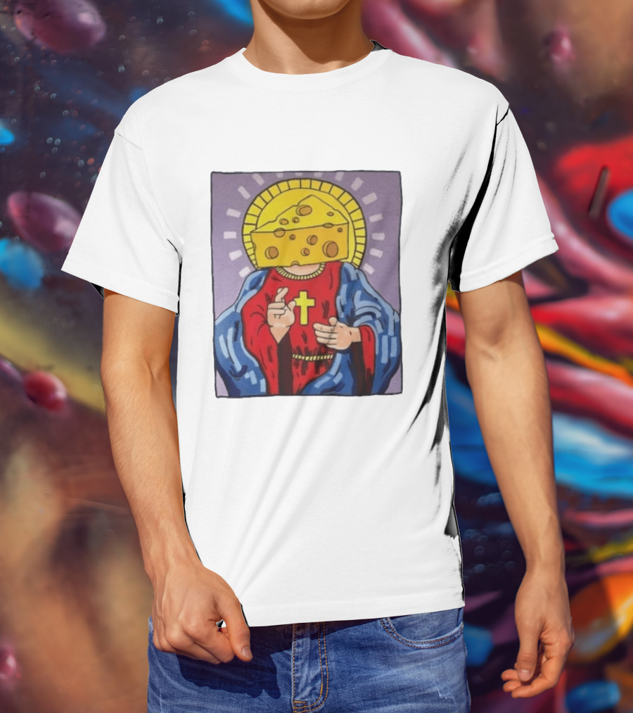 Cheesus Cheese Head Religious Pun Jesus T-Shirt