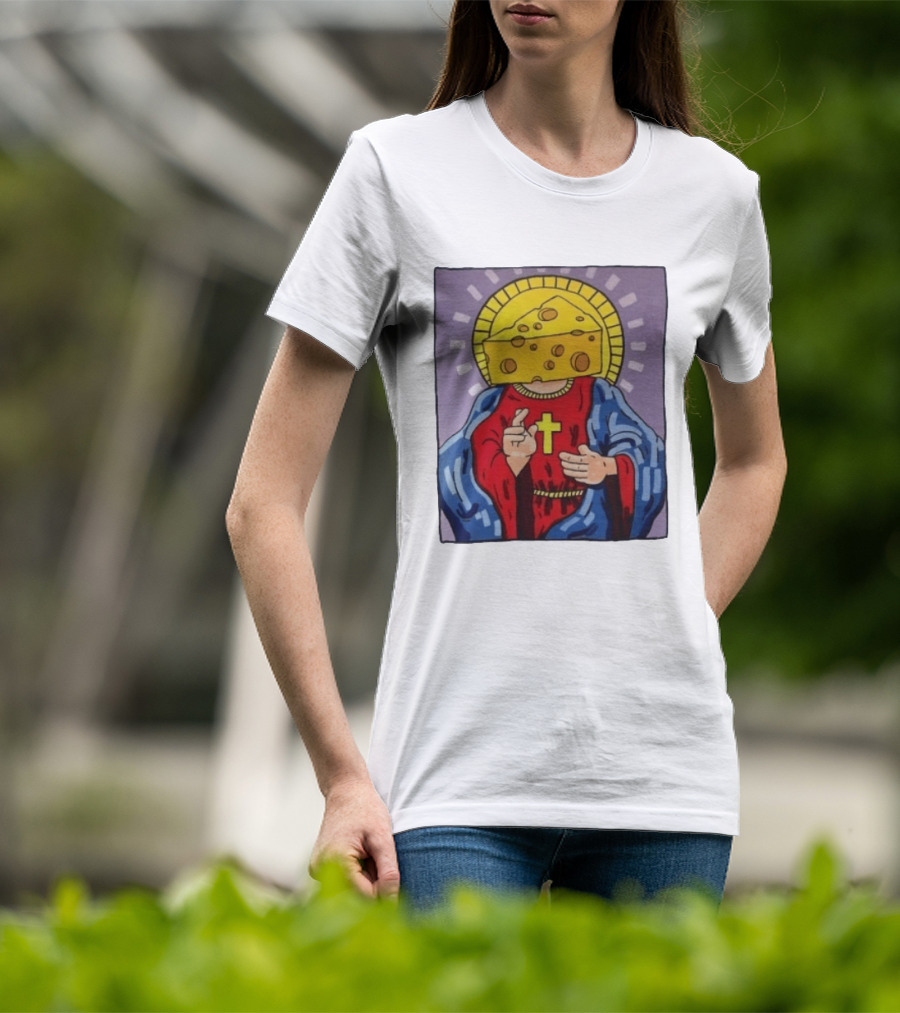 Cheesus Cheese Head Religious Pun Jesus T-Shirt