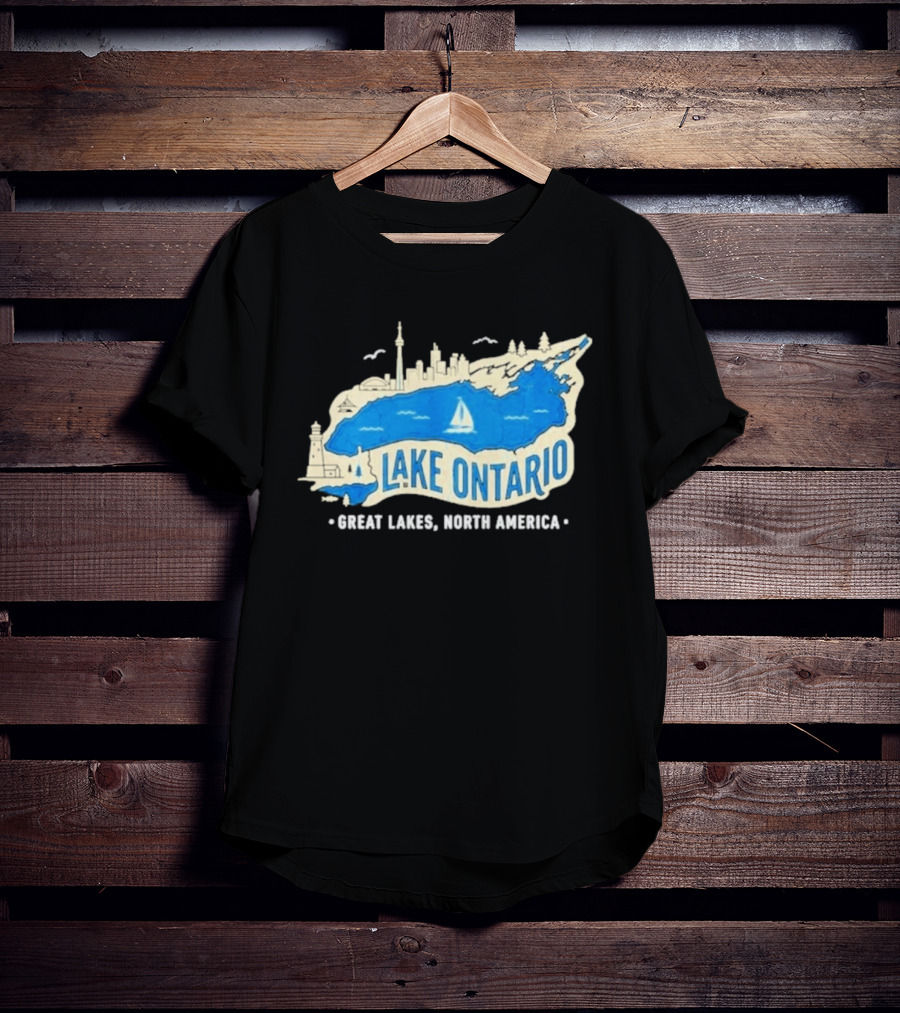 Lake Ontario Skyline Map Great Lakes North America T-Shirt