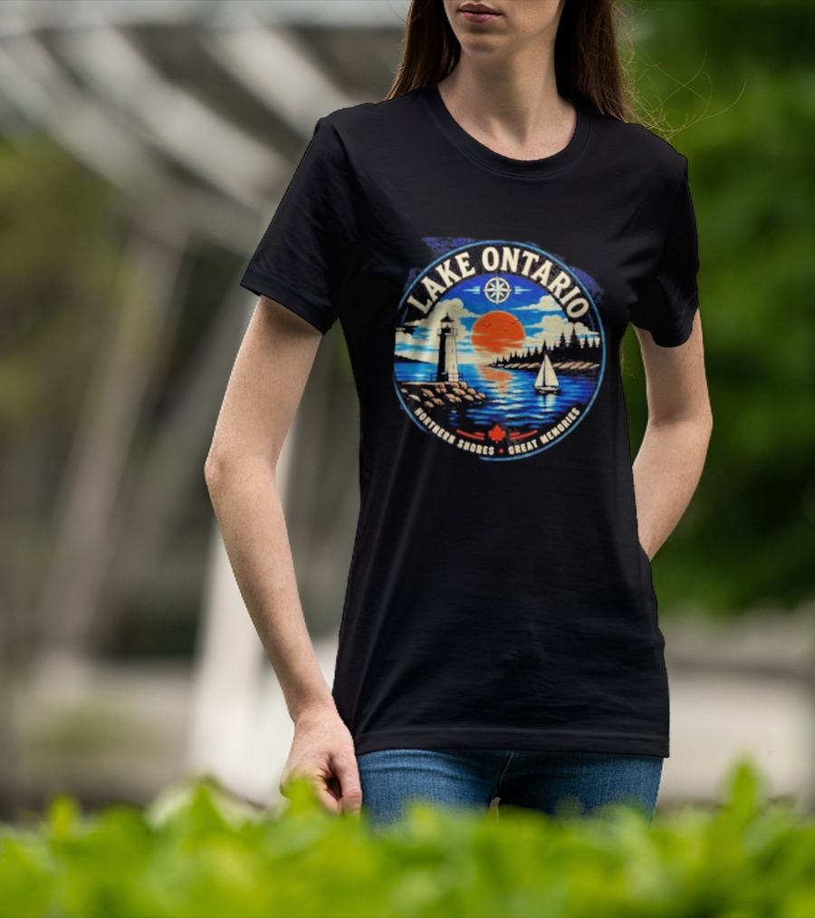 Lake Ontario Lighthouse Sunset Northern Shores Great Memories T-Shirt