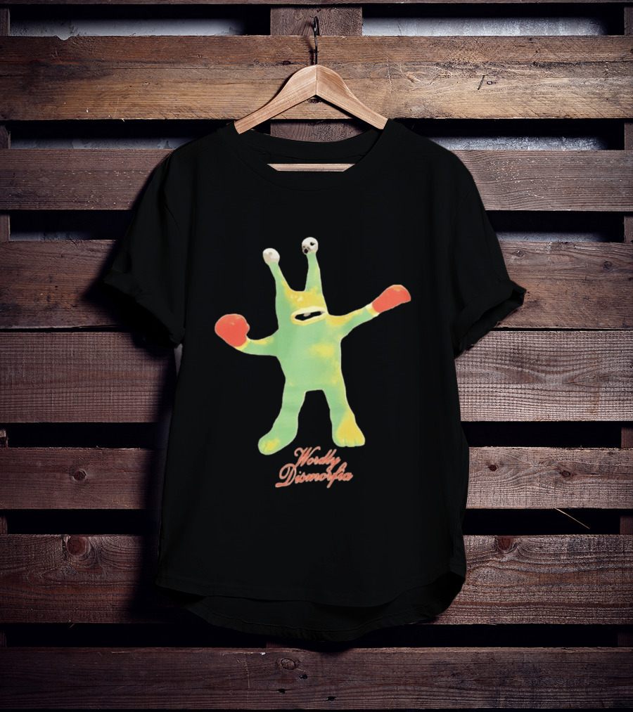 Wordly Dismorfia Boxing Alien Creature With Red Boxing Gloves T-Shirt