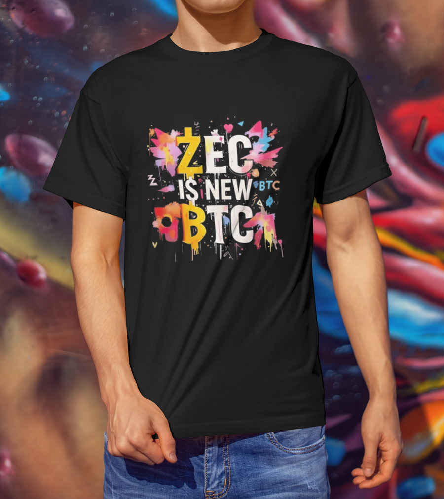 ZEC Is New BTC Cryptocurrency Zcash Bitcoin Colorful Paint Splash T-Shirt