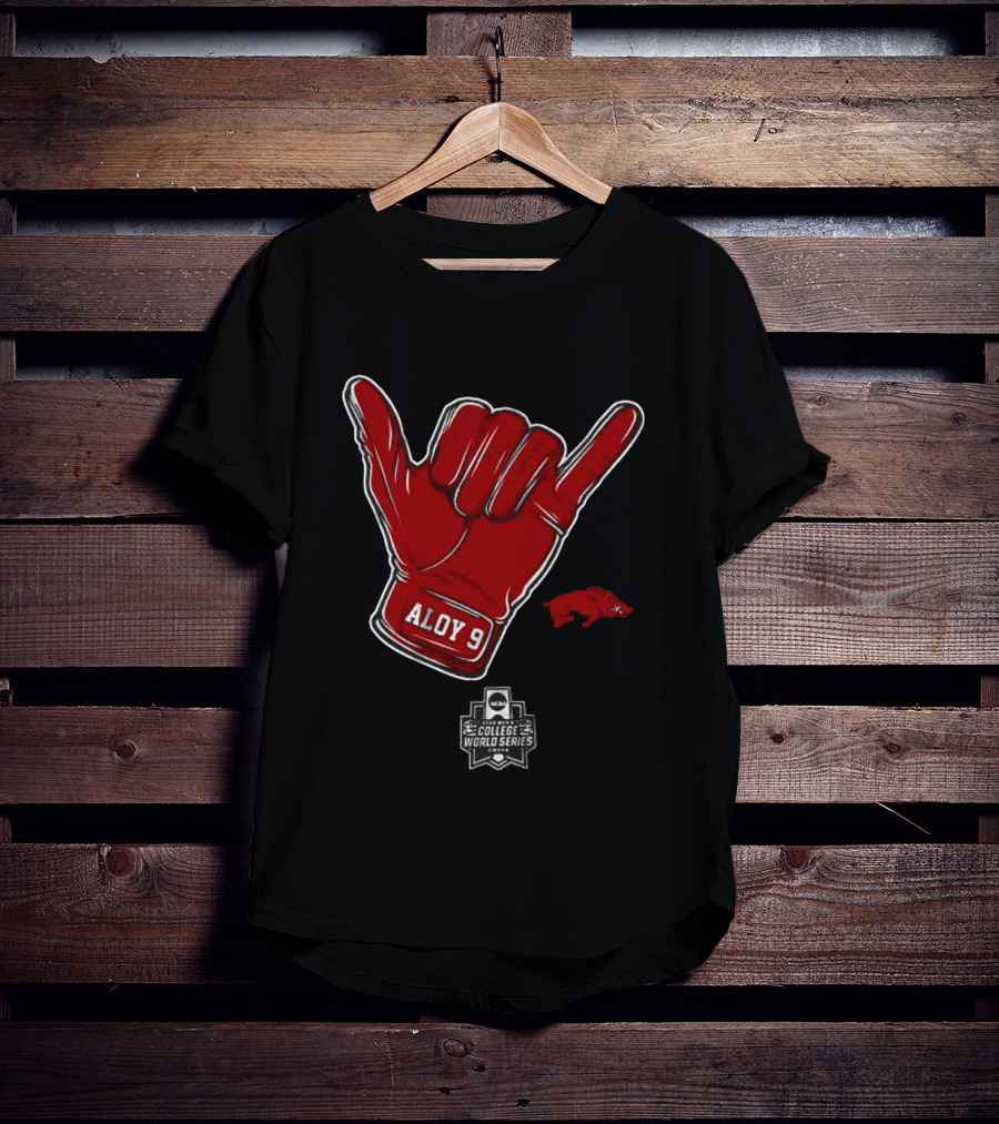 Arkansas Razorbacks Aloy 9 NCAA College World Series Shaka Gesture T-Shirt