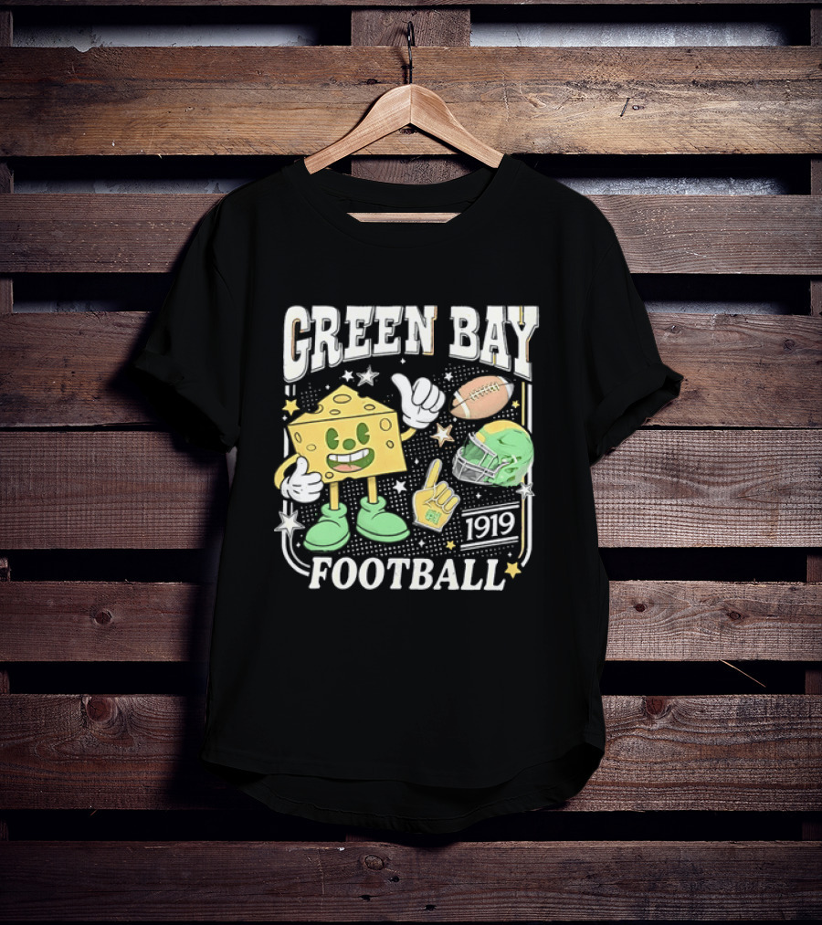 Green Bay 1919 Cheesehead Football Mascot And Gear T-Shirt