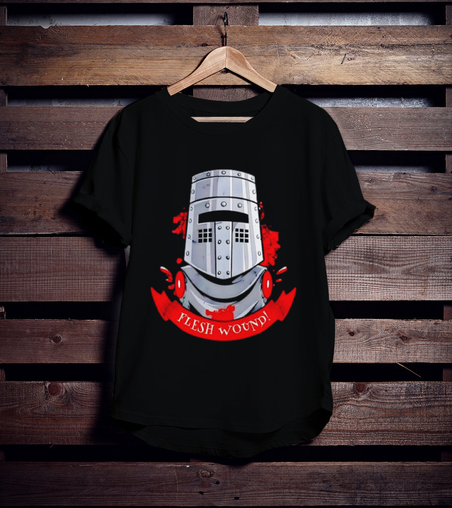 Black Knight Flesh Wound Helmet Monty Python Holy Grail T-Shirt