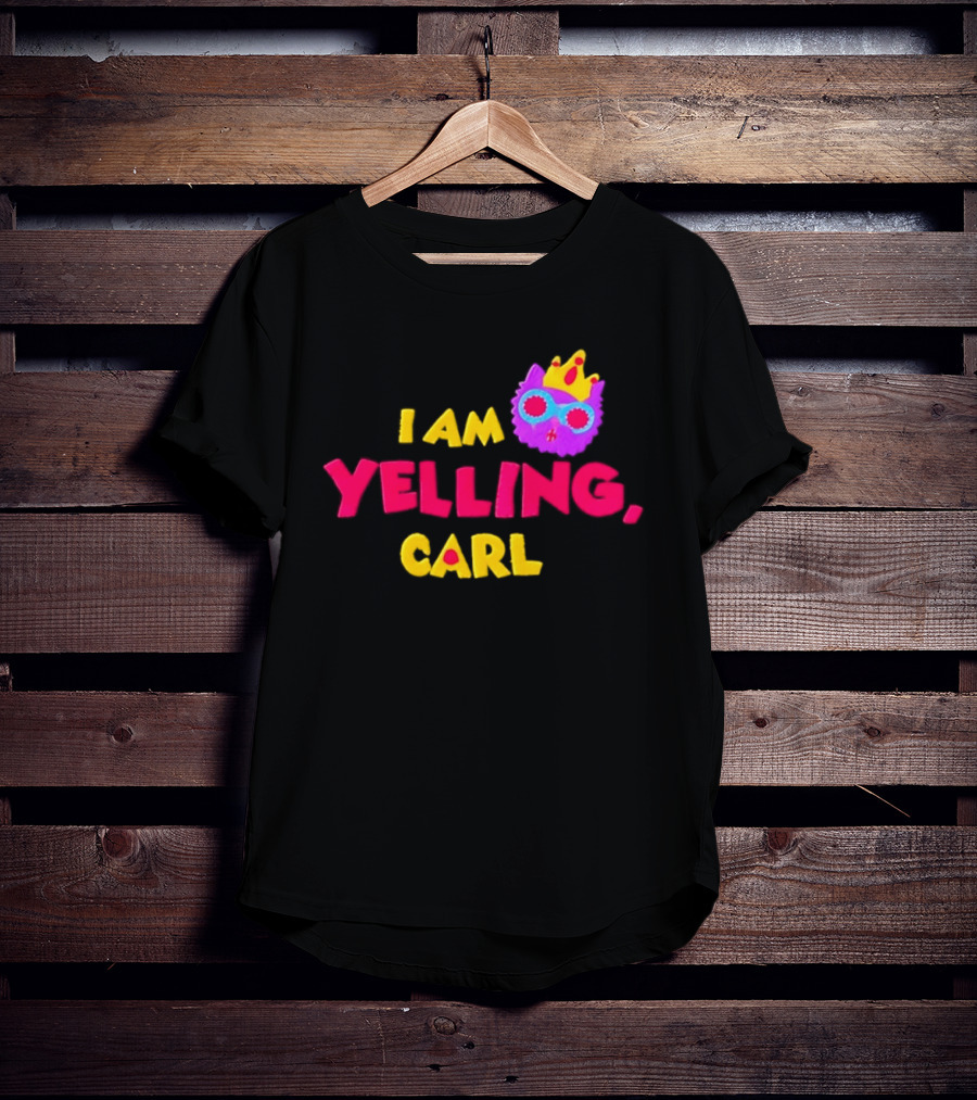I Am Yelling Carl Cat Meme Colorful Crown Glasses T-Shirt