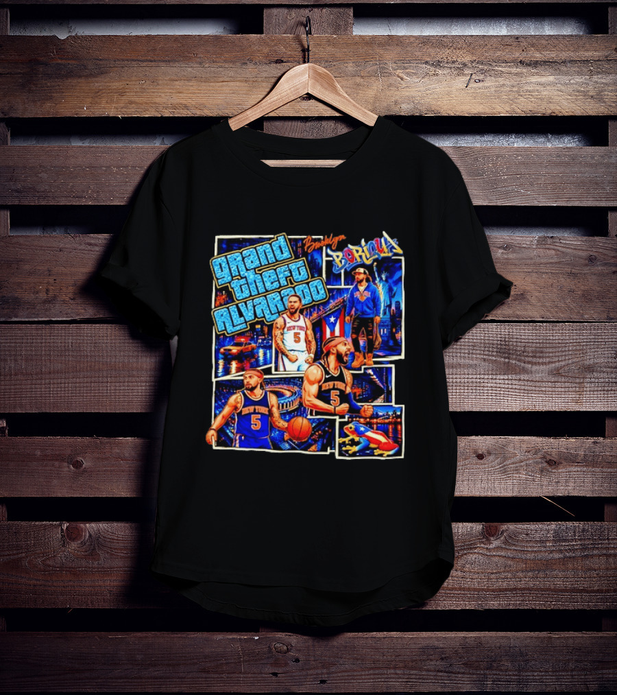 Brooklyn Boricua NY Knicks Grand Theft Alvarado T-Shirt