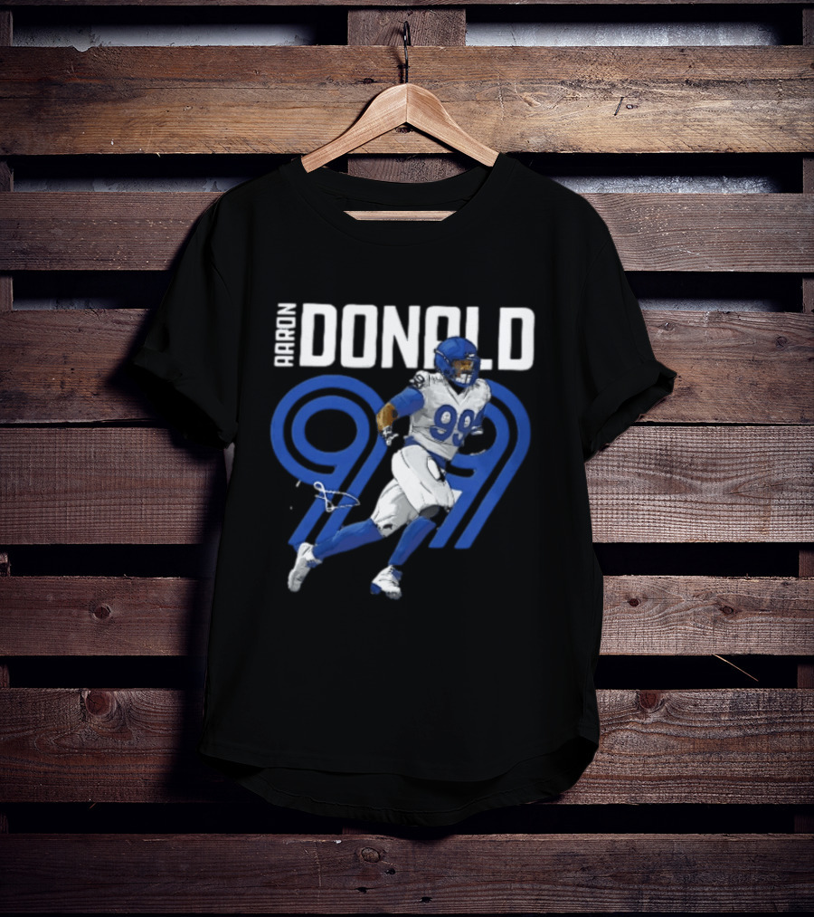Los Angeles Rams Aaron Donald 99 Blue Running Player T-Shirt