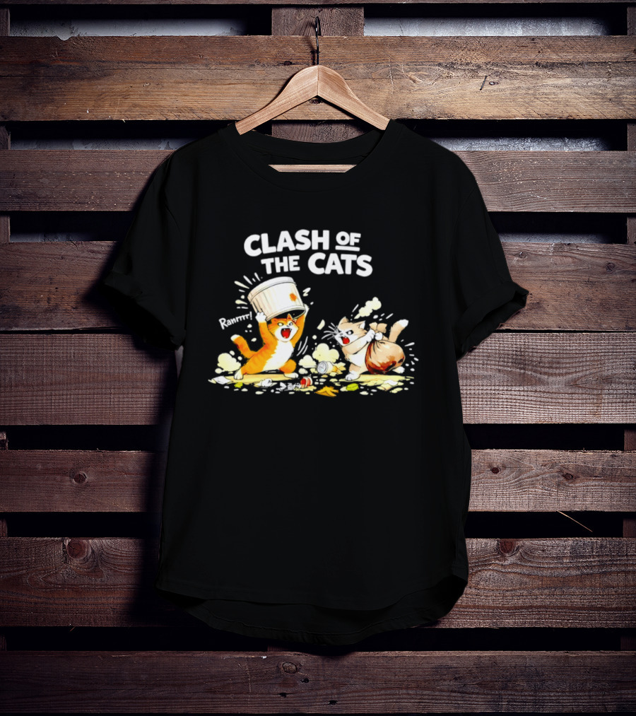 Clash Of The Cats Funny Fighting Kittens Playful Chaos T-Shirt