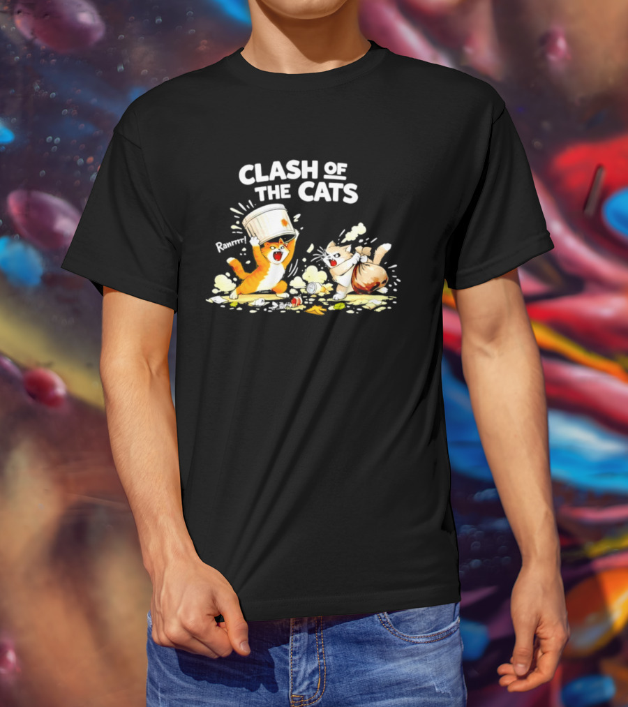 Clash Of The Cats Funny Fighting Kittens Playful Chaos T-Shirt