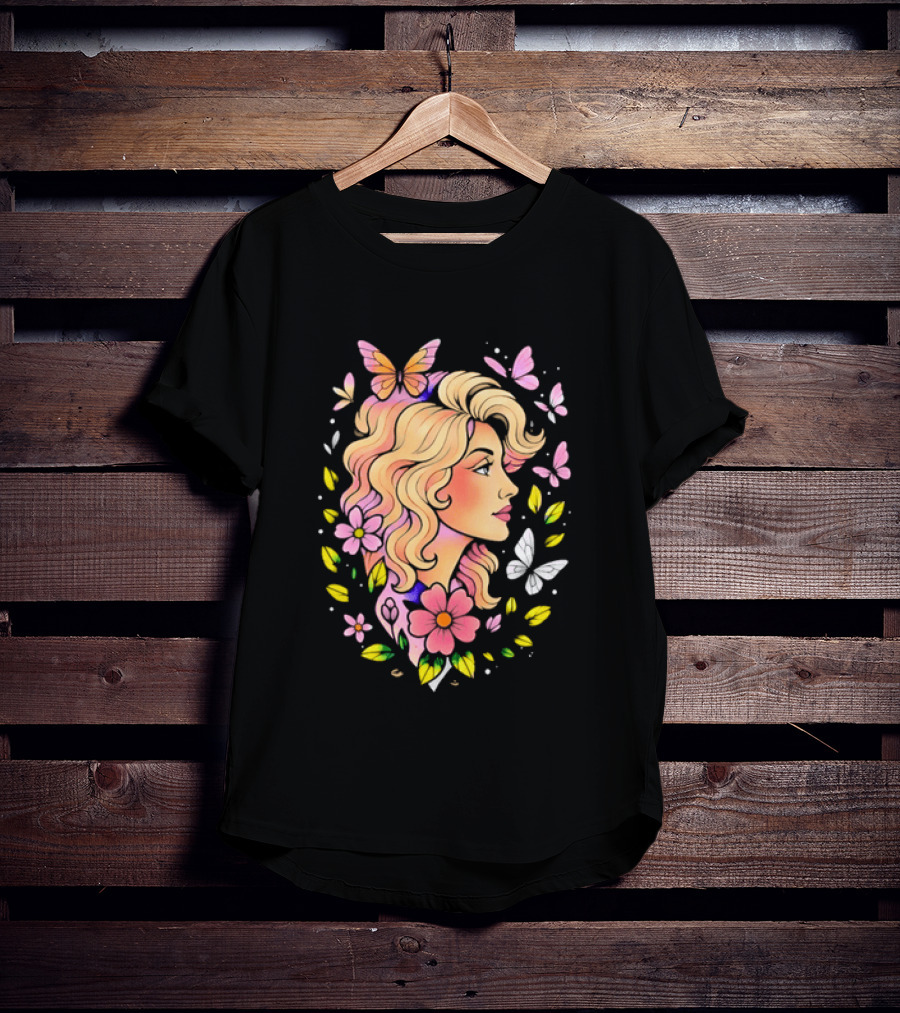 Dolly Parton Floral Butterfly Country Music T-Shirt