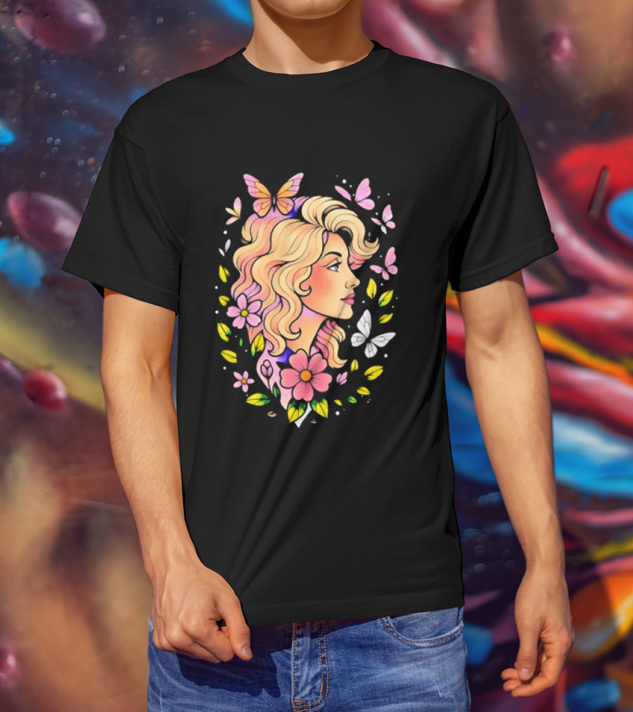 Dolly Parton Floral Butterfly Country Music T-Shirt
