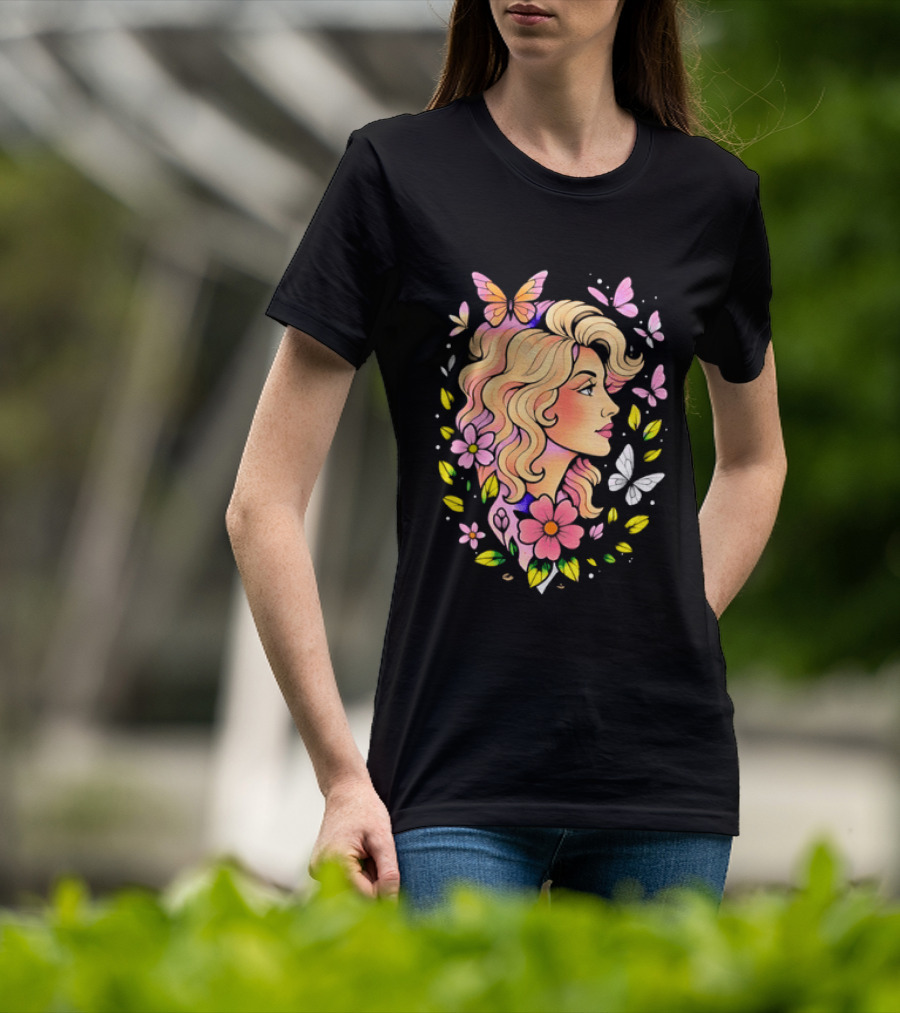 Dolly Parton Floral Butterfly Country Music T-Shirt