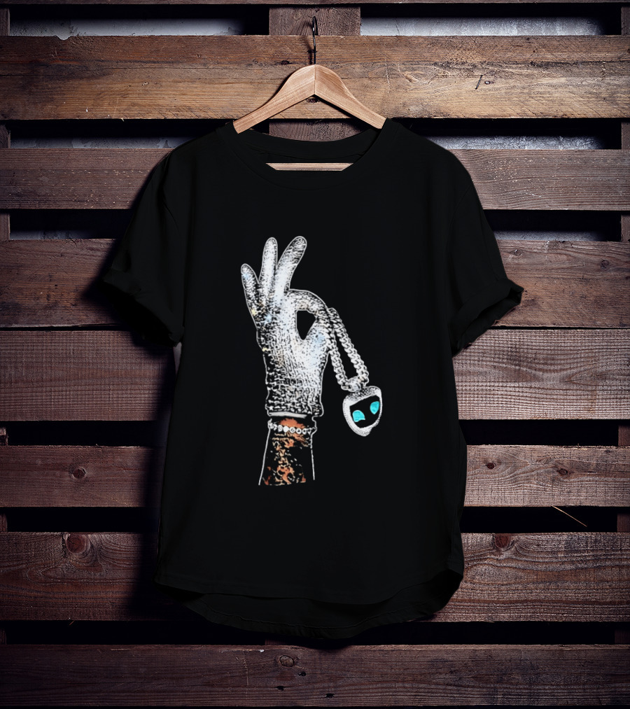 King Of Pop Sequin Glove Holding Alien Pendant T-Shirt