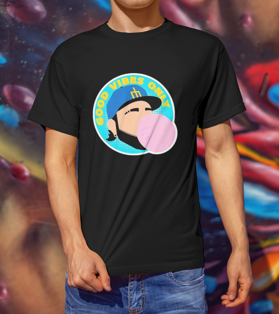 Seattle Mariners Eugenio Suarez Good Vibes Only 28 Baseball Bubblegum T-Shirt