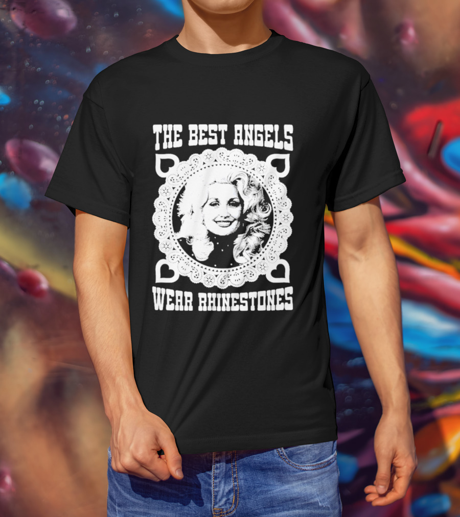 The Best Angels Wear Rhinestones Vintage Lace T-Shirt