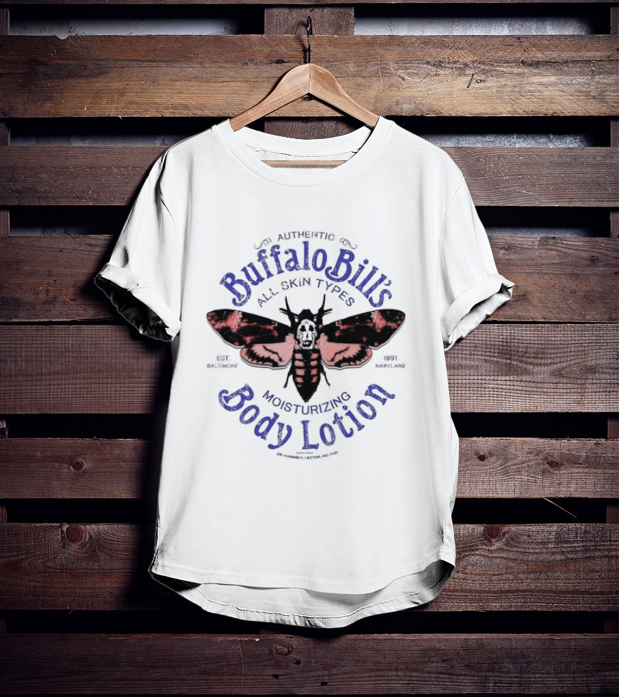 Authentic Buffalo Bill's All Skin Types Moisturizing Body Lotion Moth T-Shirt
