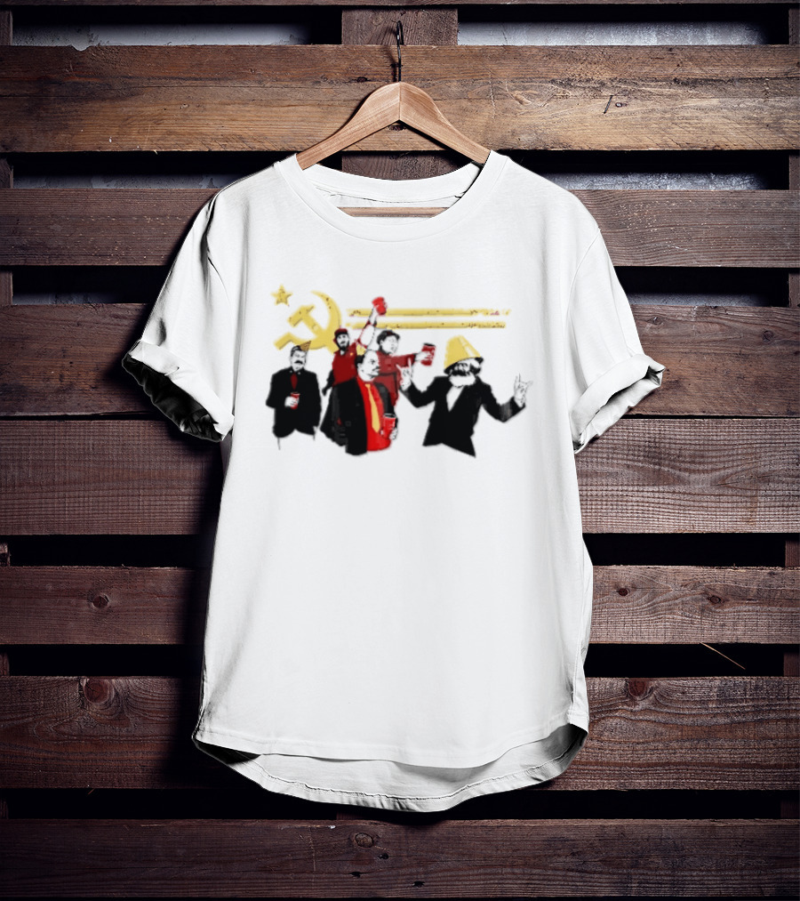 Communist Leaders Party Hammer Sickle Red Cups Star T-Shirt