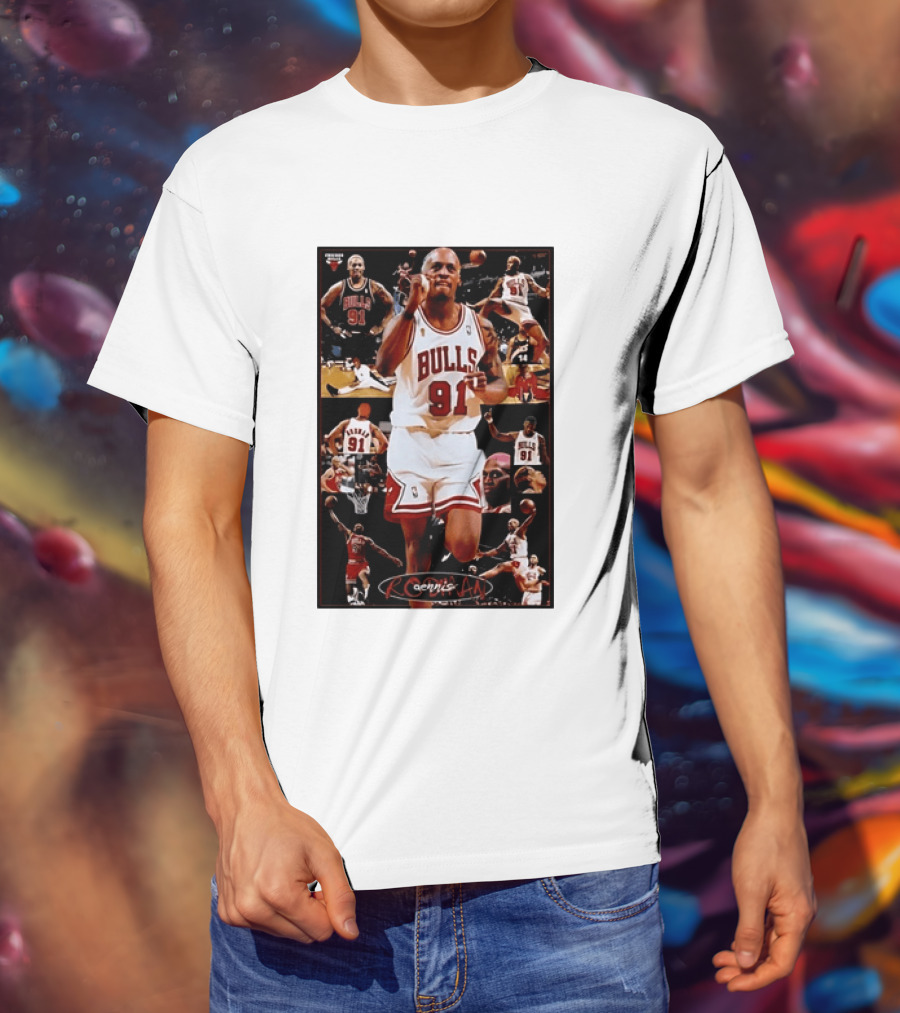 Dennis Rodman Chicago Bulls 91 Iconic NBA Basketball Highlights T-Shirt