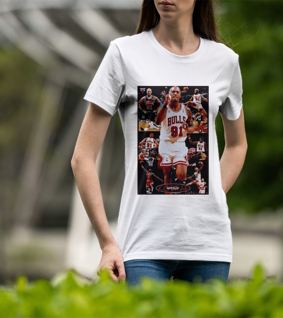 Dennis Rodman Chicago Bulls 91 Iconic NBA Basketball Highlights T-Shirt