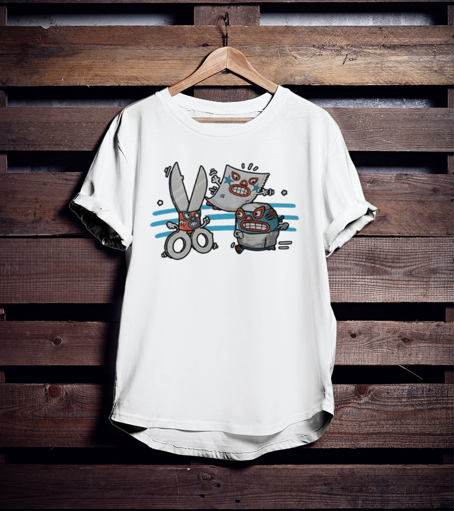 Lucha Libre Rock Paper Scissors Game Luchador Battle Characters T-Shirt
