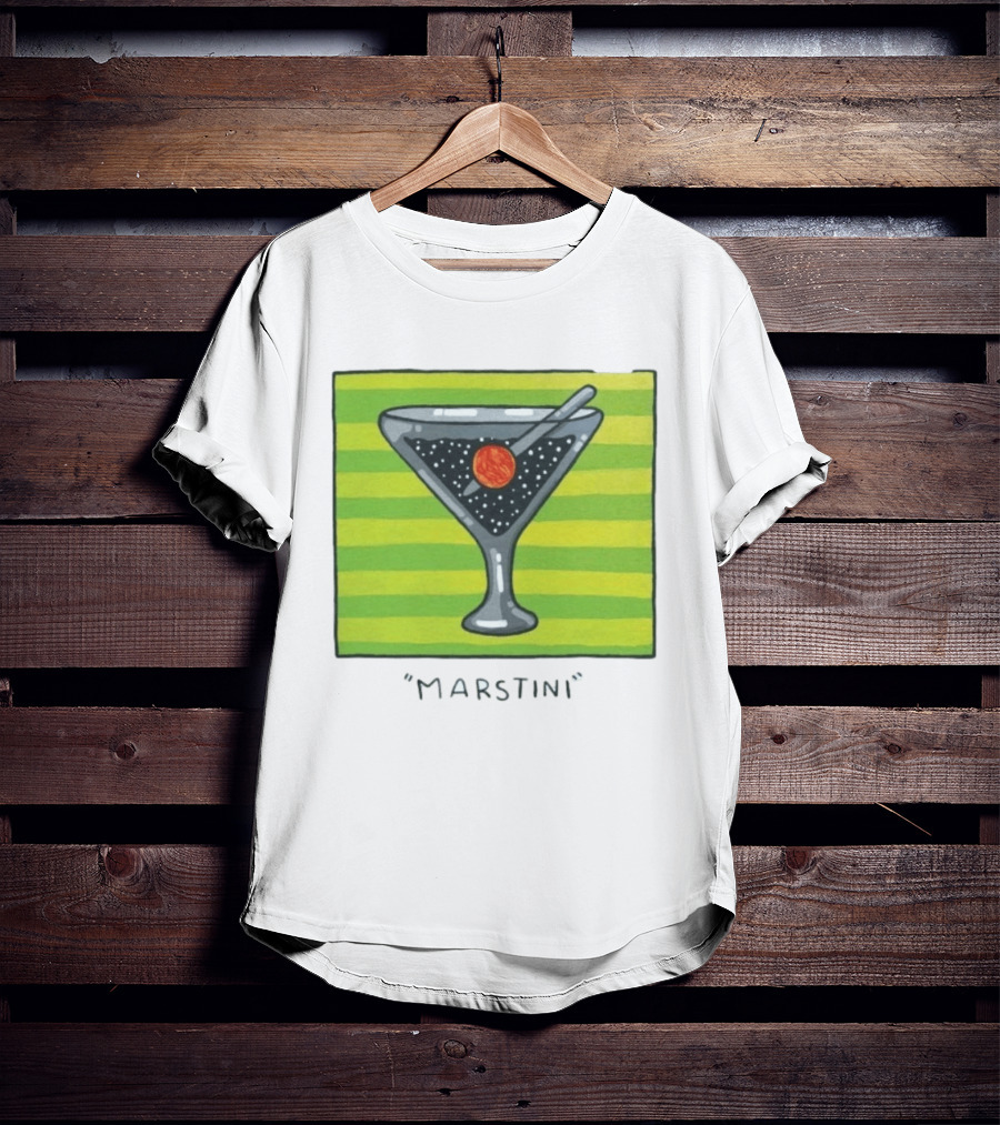 Marstini Planet Martini Cocktail Mars Space Themed Drink T-Shirt