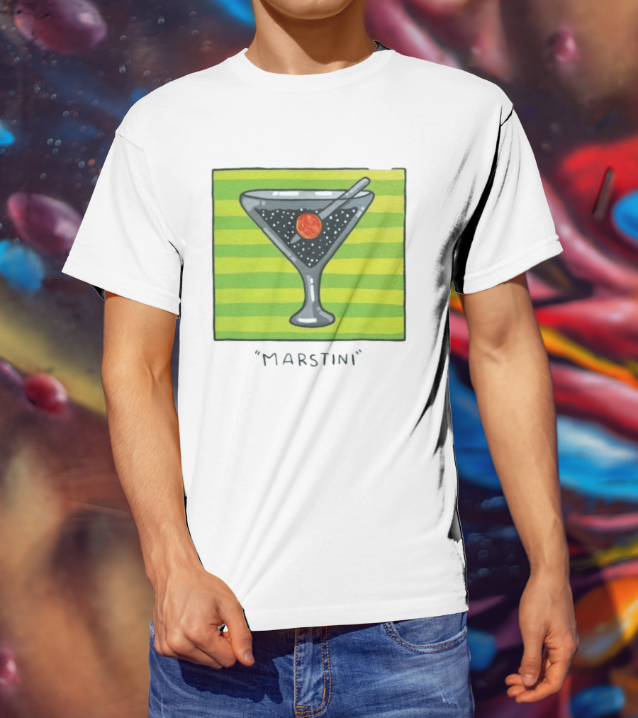 Marstini Planet Martini Cocktail Mars Space Themed Drink T-Shirt