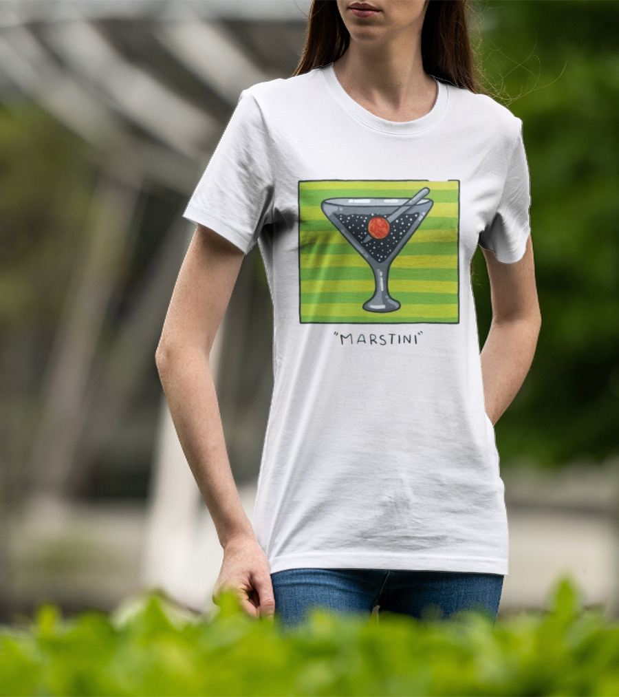 Marstini Planet Martini Cocktail Mars Space Themed Drink T-Shirt
