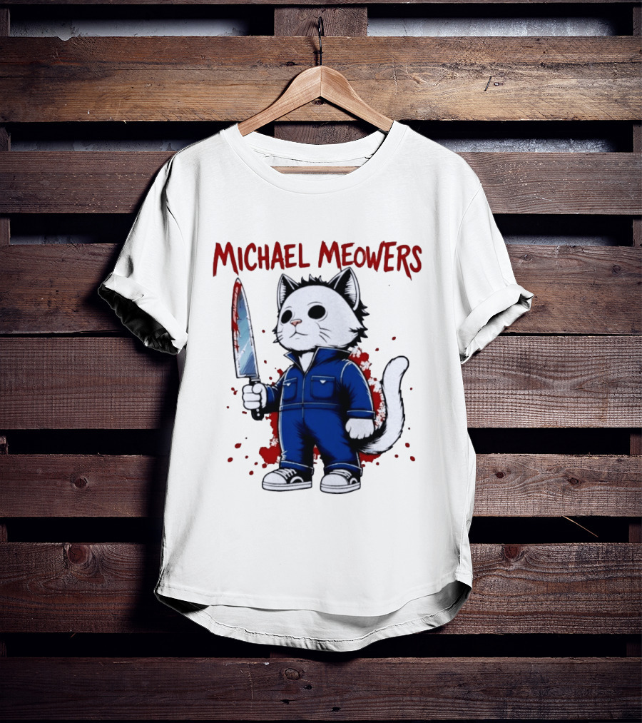 Michael Meowers Halloween Slasher Cat With Knife T-Shirt