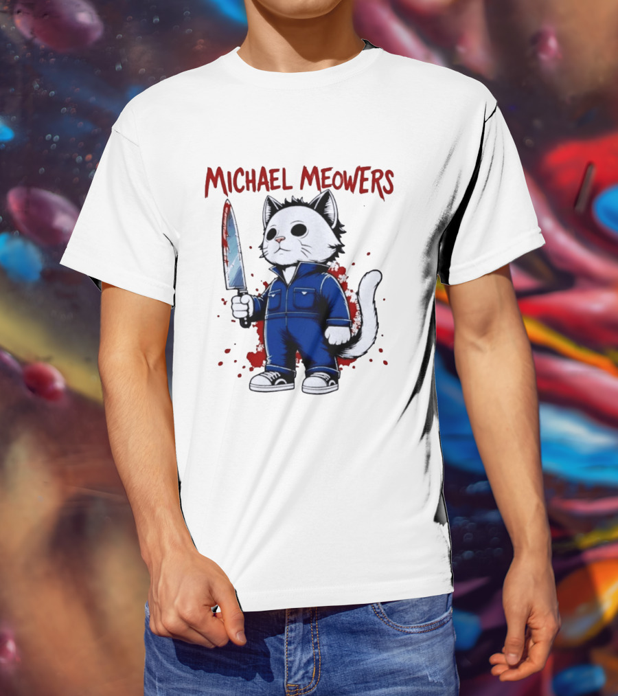 Michael Meowers Halloween Slasher Cat With Knife T-Shirt