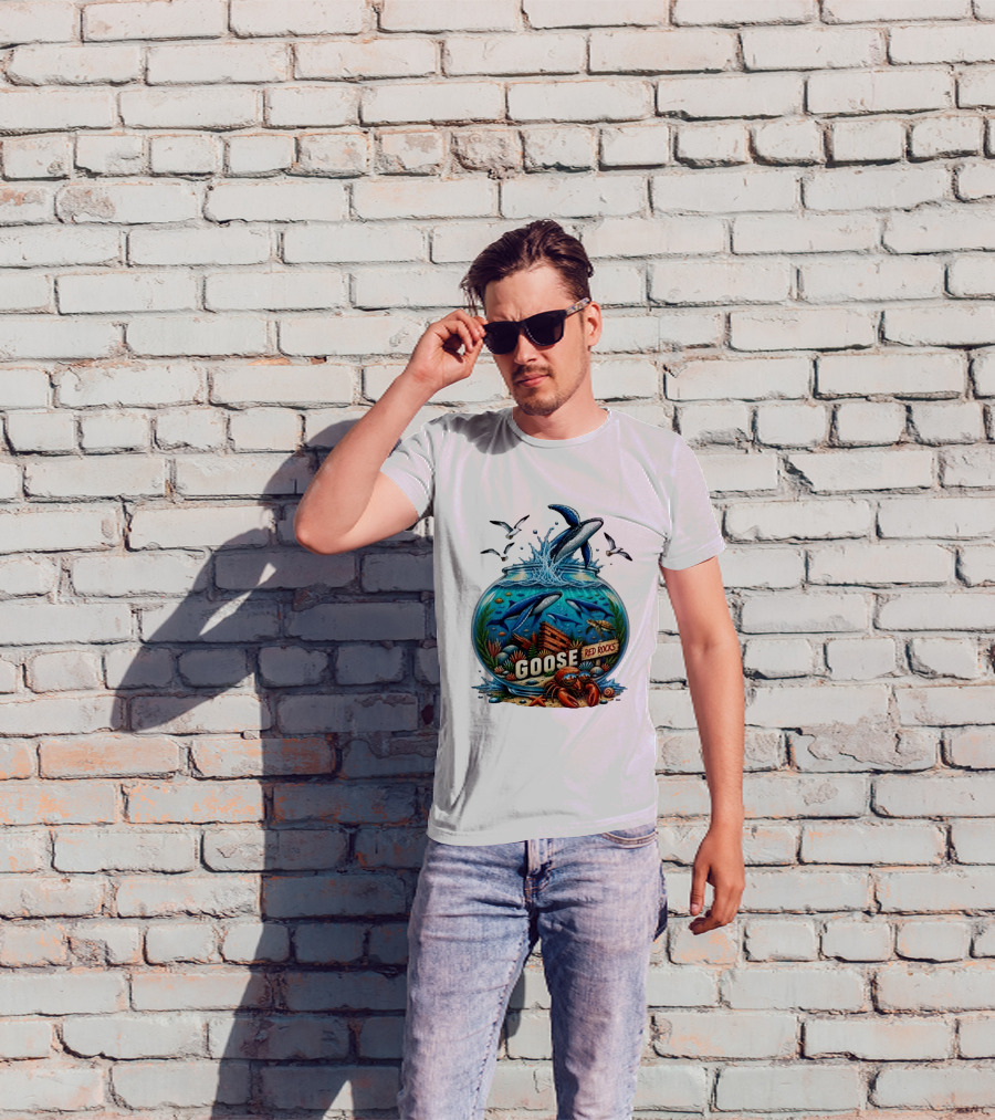 Goose Red Rocks Aquarium Whale Ocean Life Jam Band T-Shirt