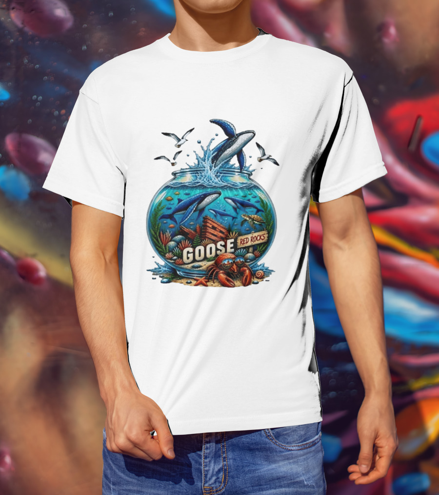 Goose Red Rocks Aquarium Whale Ocean Life Jam Band T-Shirt