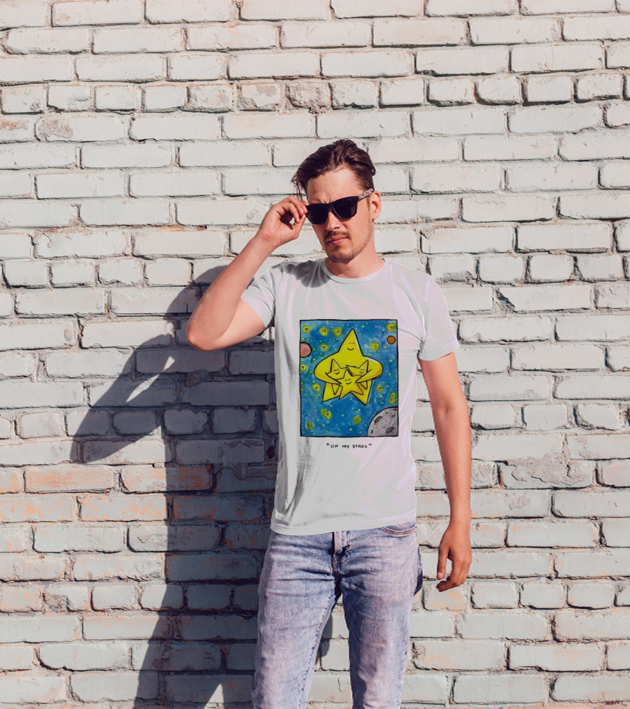 Oh My Stars Family Of Stars Celestial Background With Planets And Hearts T-Shirt