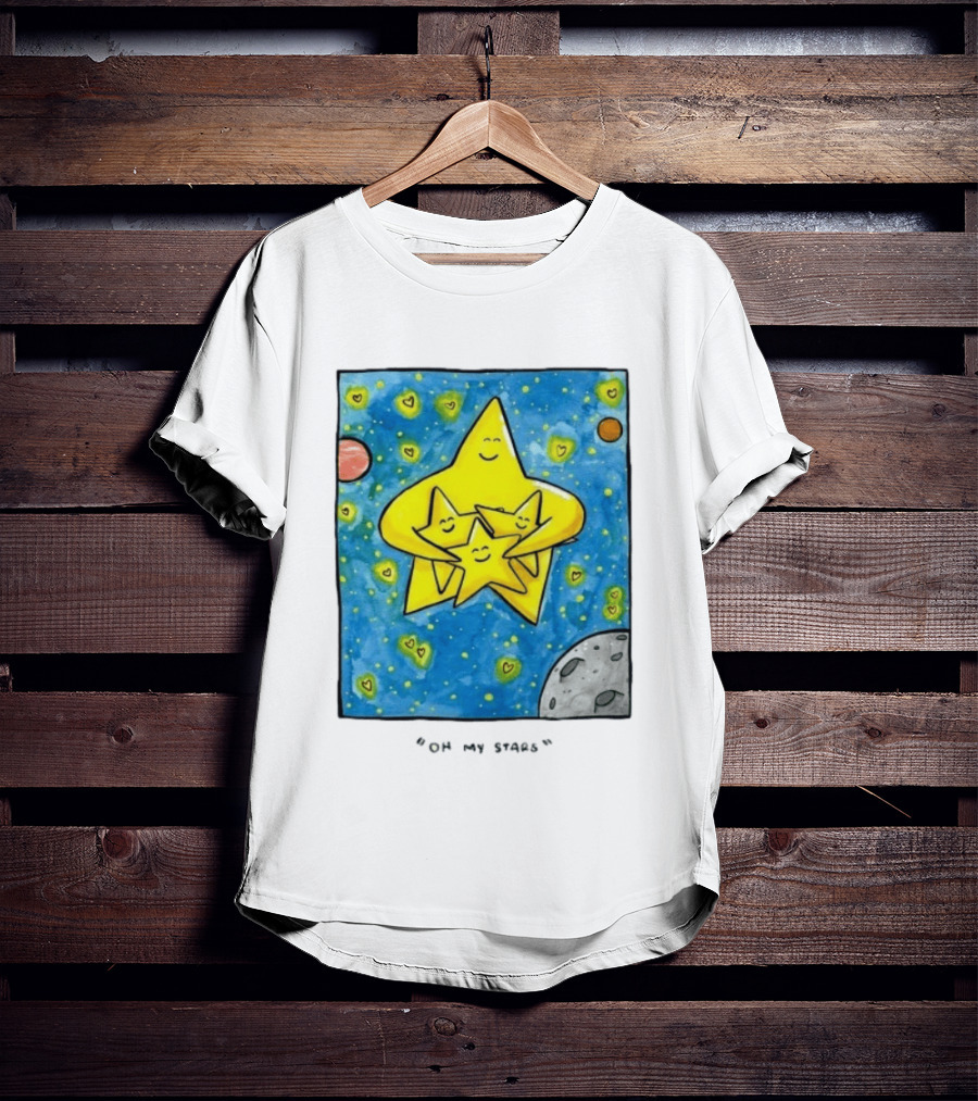 Oh My Stars Family Of Stars Celestial Background With Planets And Hearts T-Shirt