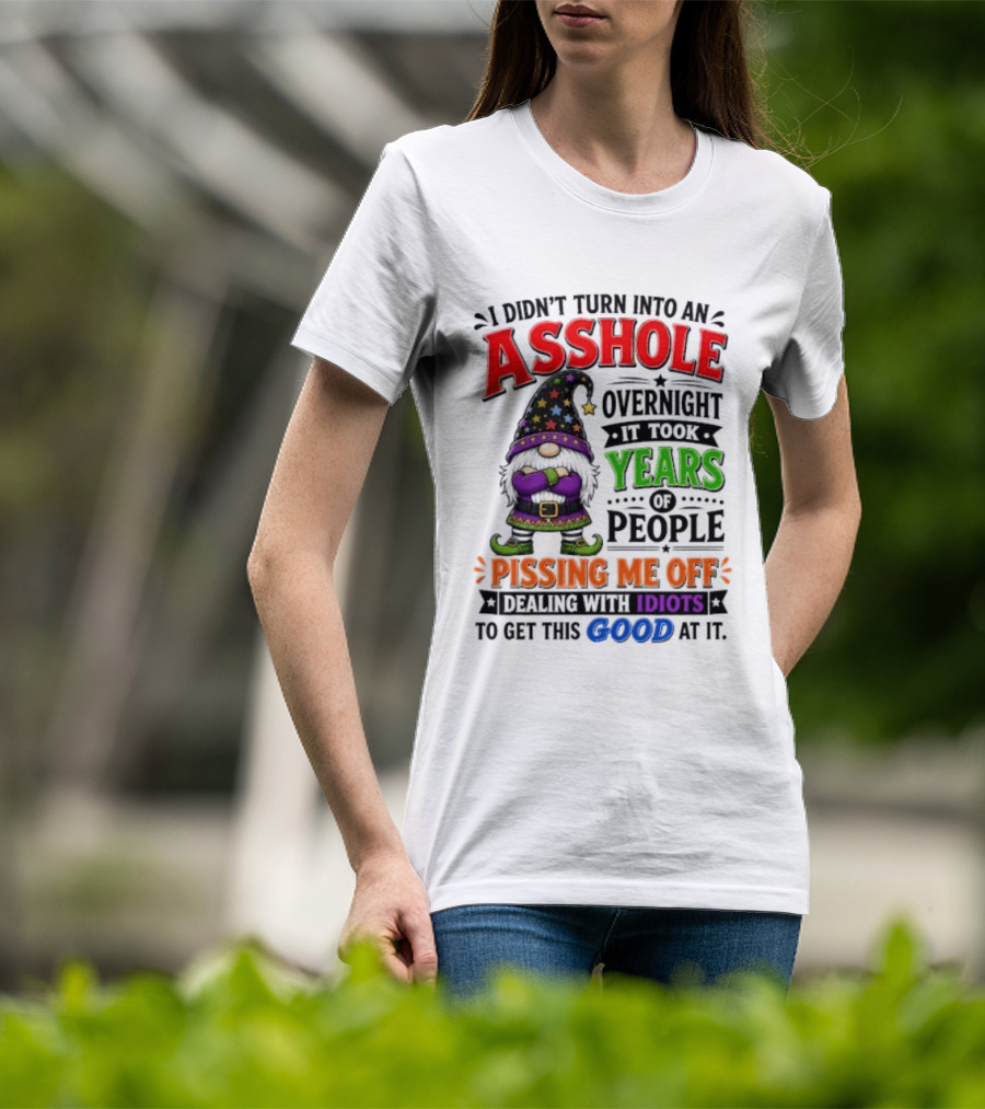I Didn't Turn Into An Asshole Overnight Years Of People Pissing Me Off Dealing With Idiots Gnome T-Shirt