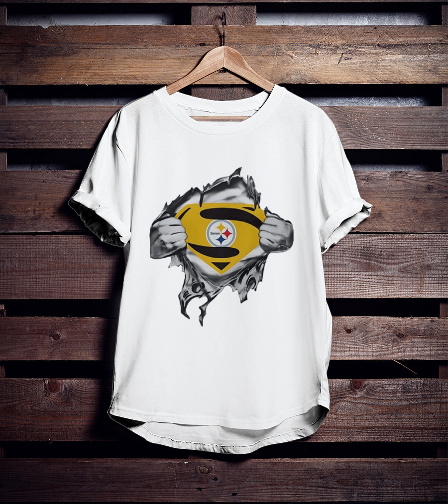 Pittsburgh Steelers Superman Chest Rip T-Shirt