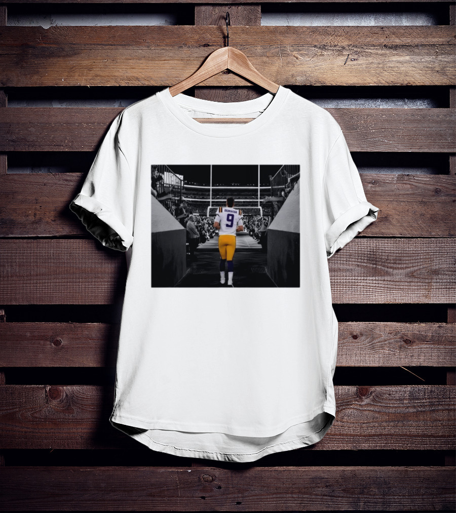 Joe Burrow 9 LSU Tigers Football Quarterback Stadium Entrance T-Shirt