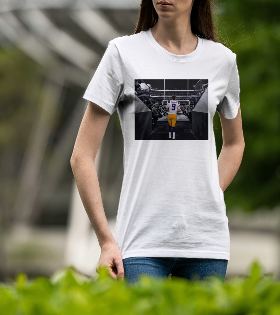 Joe Burrow 9 LSU Tigers Football Quarterback Stadium Entrance T-Shirt
