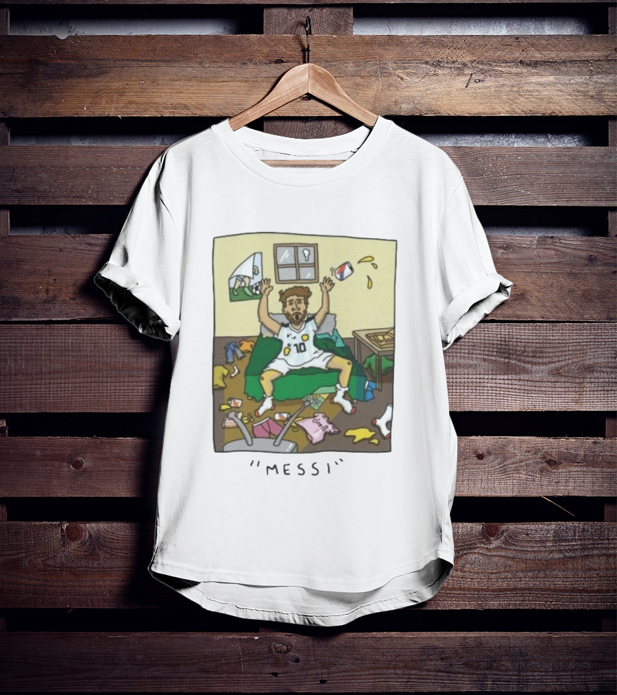 Lionel Messi Argentina Football Cartoon Messy Room T-Shirt