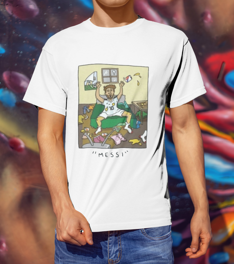 Lionel Messi Argentina Football Cartoon Messy Room T-Shirt