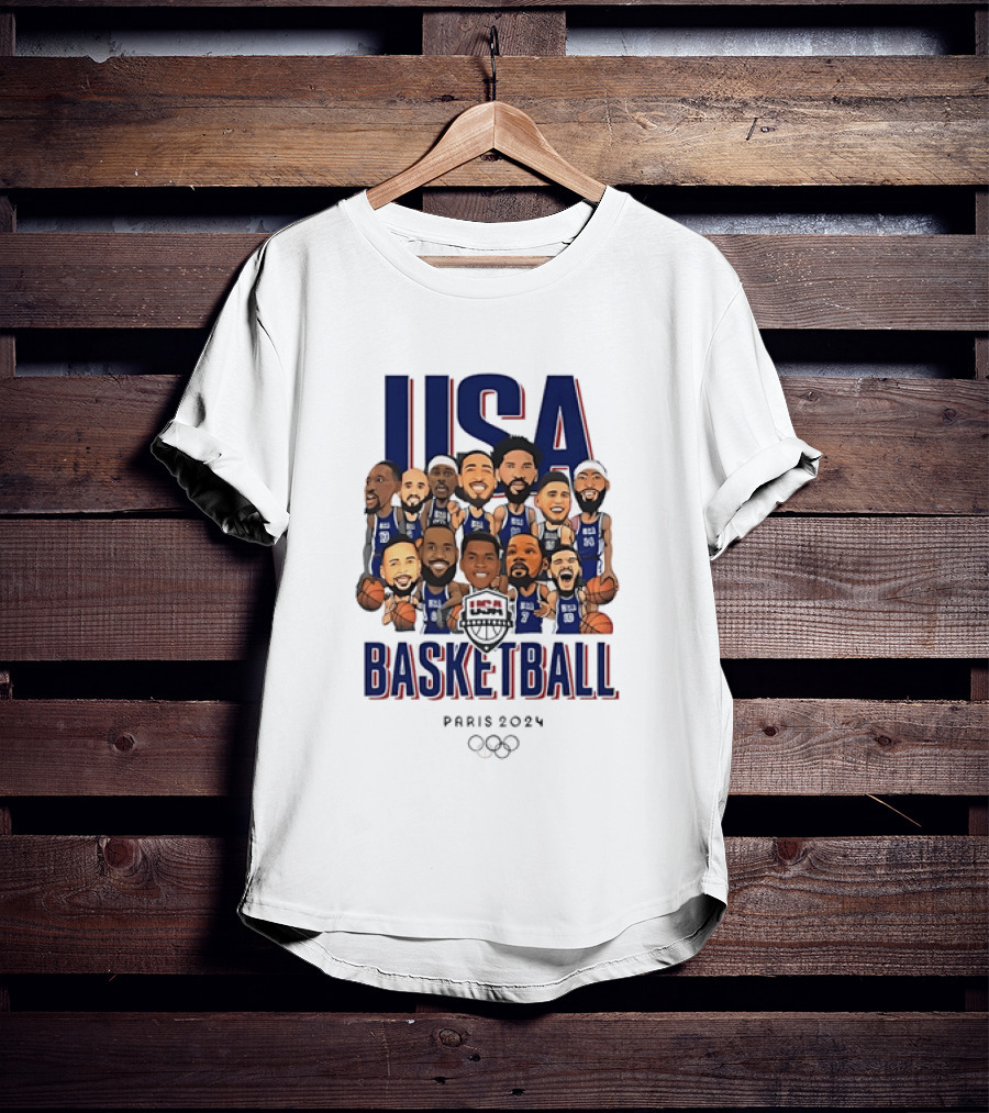 USA Basketball Team Paris 2024 Caricature Olympics T-Shirt