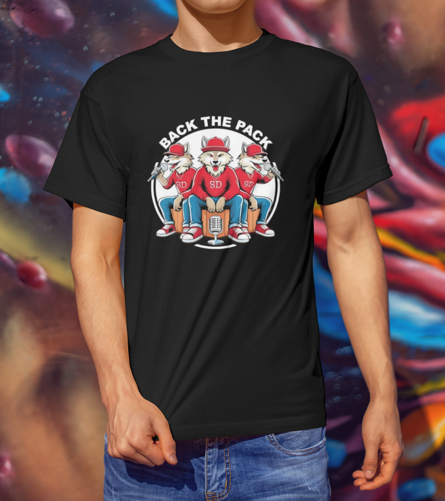 Back The Pack SD Wolf Rap Crew Hip Hop Trio Performance T-Shirt