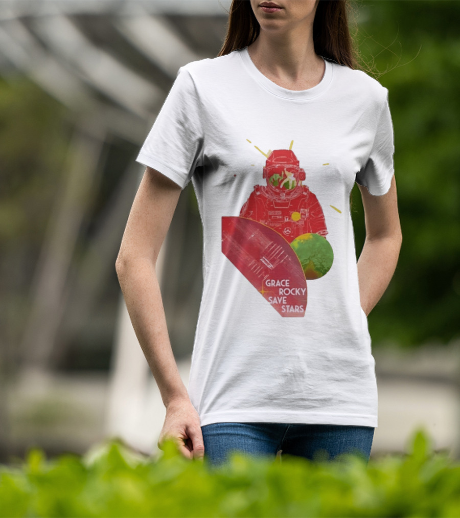 Grace Rocky Save Stars NASA Astronaut Space Adventure T-Shirt