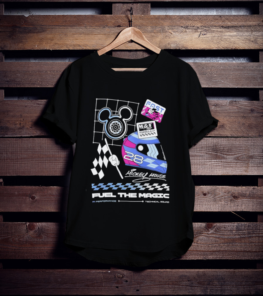 Mickey Mouse Fast Formula 1 Racing Helmet Fuel The Magic P1 Performance T-Shirt