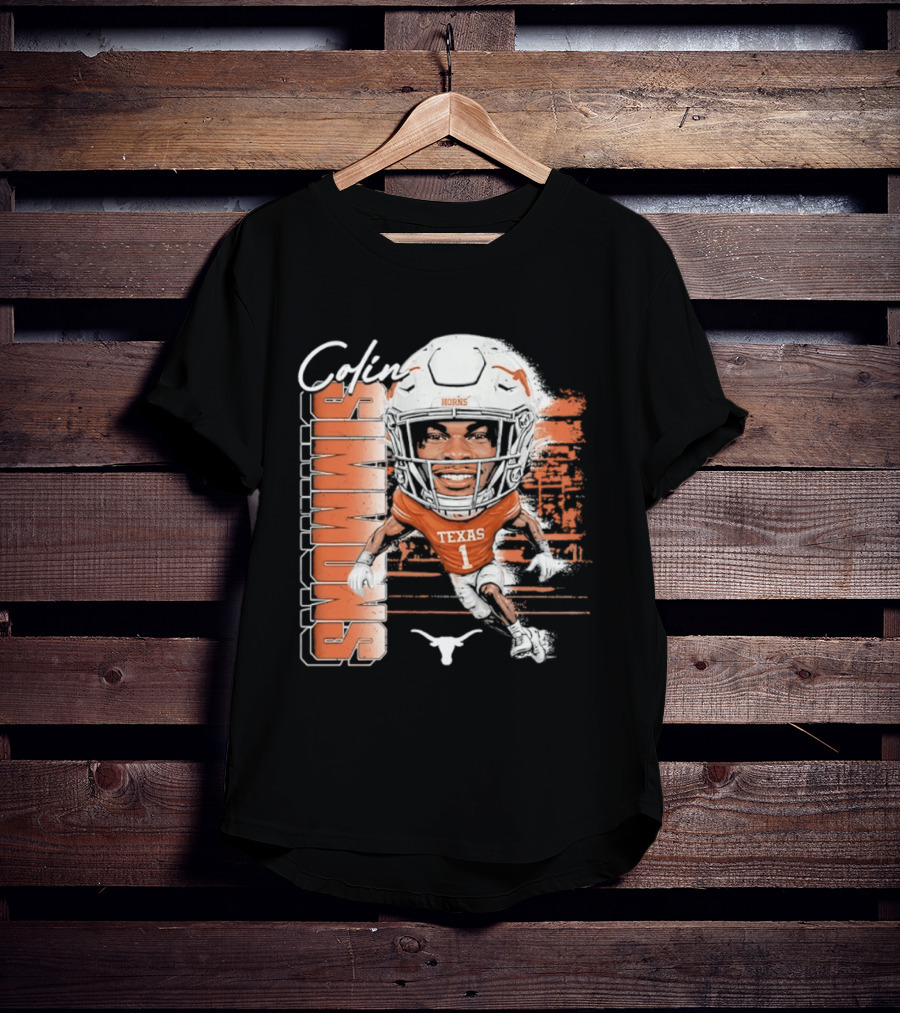 Colin Simmons Texas Longhorns Football Player Number 1 Distressed T-Shirt