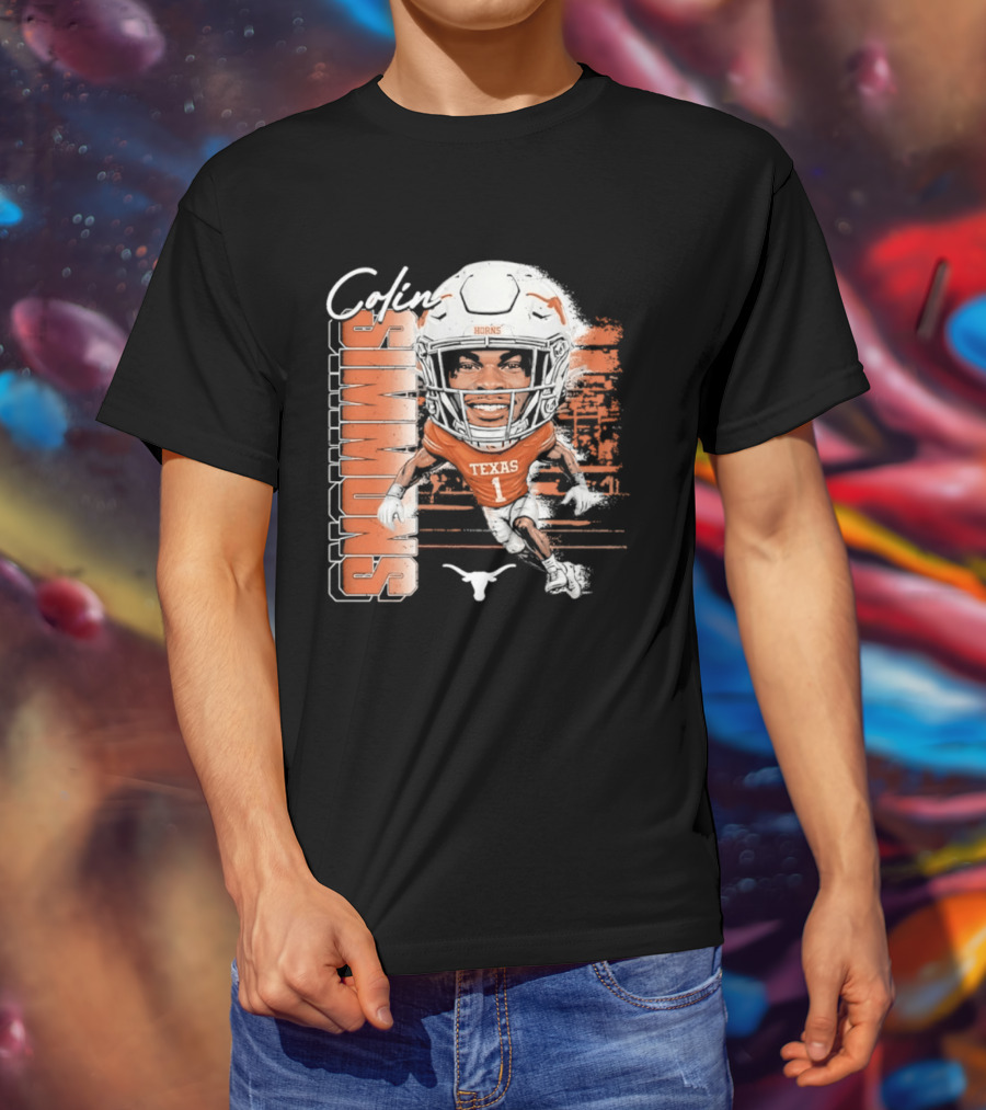 Colin Simmons Texas Longhorns Football Player Number 1 Distressed T-Shirt