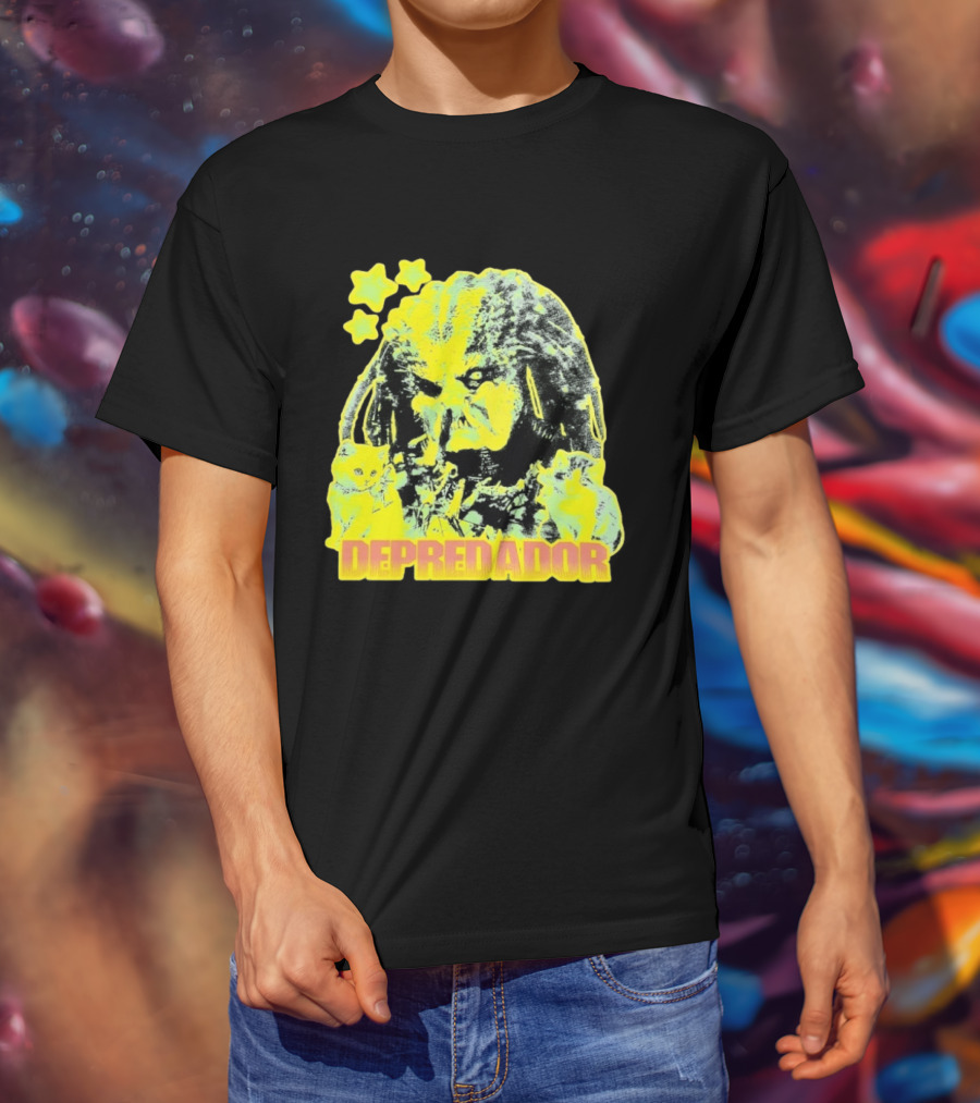 Depredador Predator Sci Fi With Kittens And Stars T-Shirt