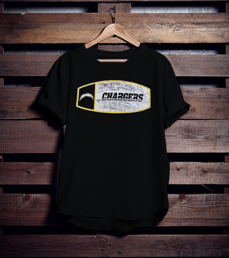 Los Angeles Chargers Distressed Look With Iconic Bolt Border T-Shirt