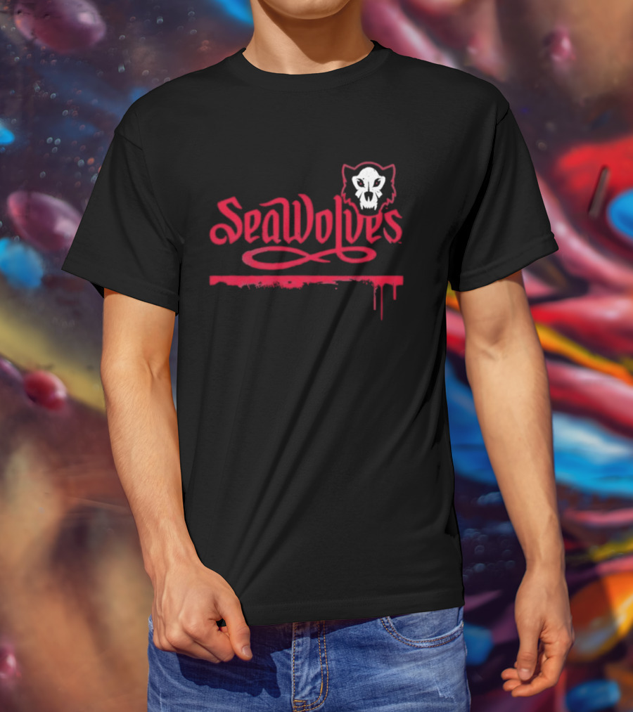 SeaWolves Skull Distressed Hockey Team Fan T-Shirt